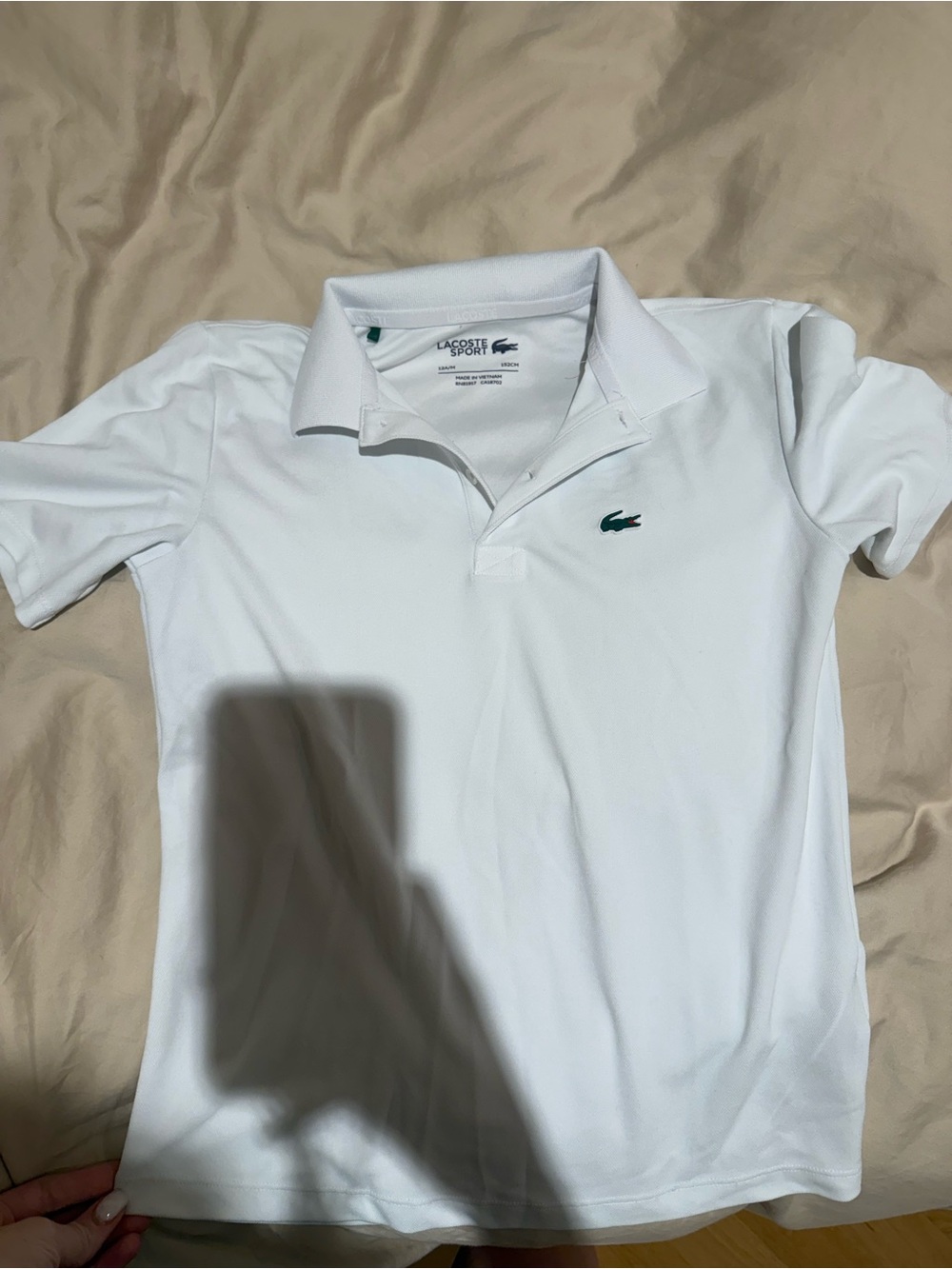 Lacoste White Polo with Green Crocodile Logo